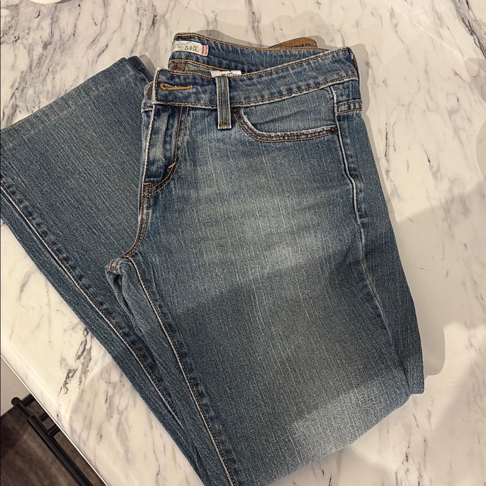 Levi's Blue Denim Low Boot Cut 545 Jeans with Brown Label Size 8 M
